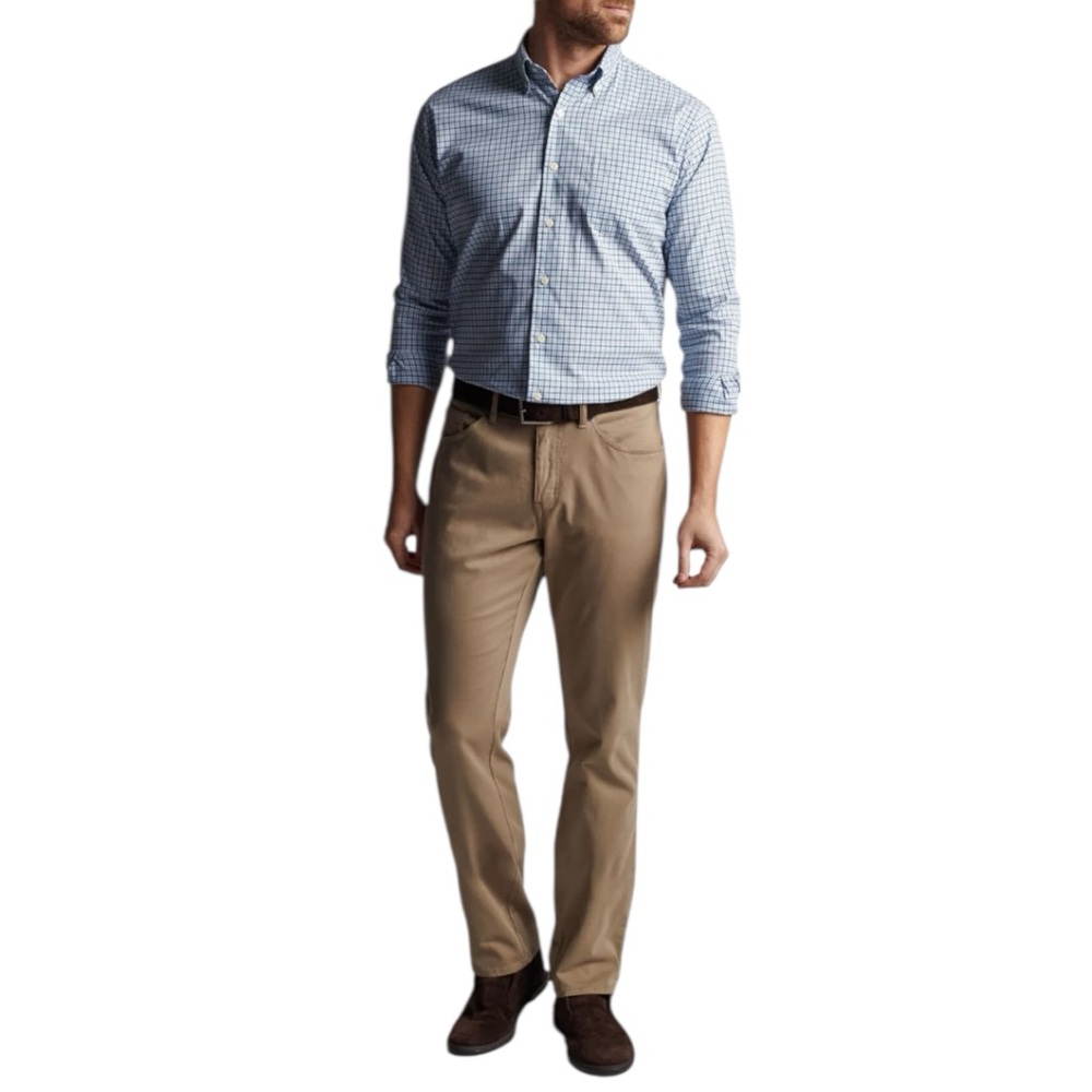 PETER MILLAR ULTIMATE SATEEN 5-POCKET PANT IN GRAIN SIZE 38/34 EUC